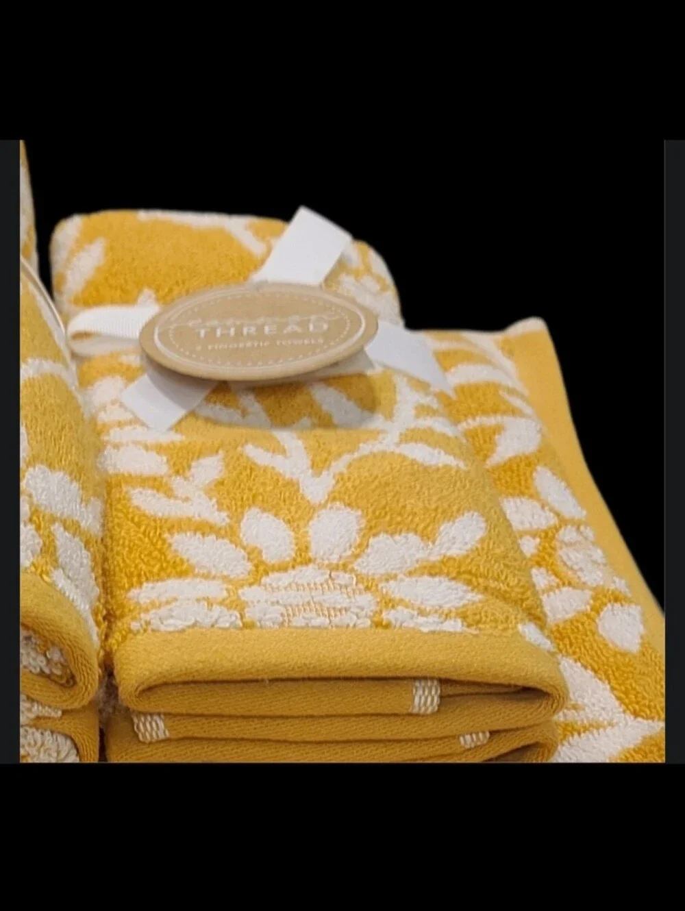6pc Fall SUNFLOWER BATH HAND TIP TOWEL SET Zero Twist Cotton Common Thread NEW